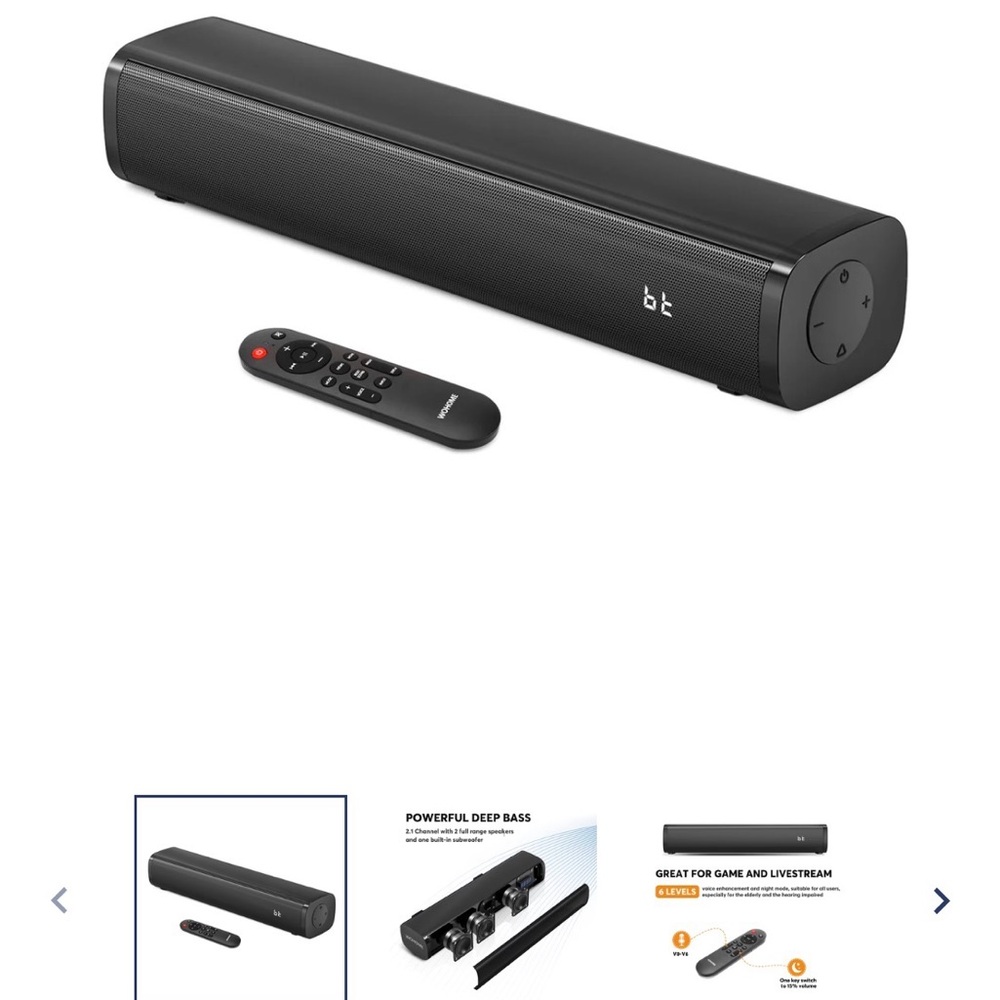 BT Black Soundbar with Remote